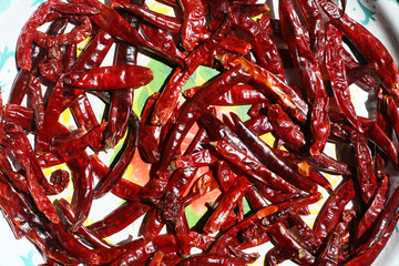 Dried peppers dried in the sun ingredient for spicy food