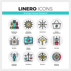 Market Research Linero Icons Set