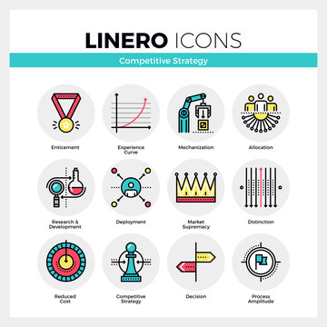 Competitive Strategy Linero Icons Set