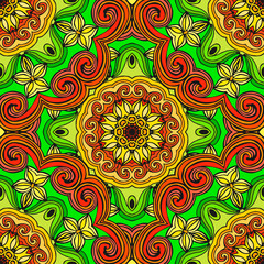 Seamless pattern with Mandalas. Vector ornaments, background