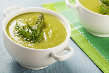 Delicious soup with asparagus.