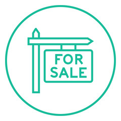 For sale signboard line icon.