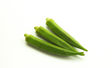 Green okra white background 