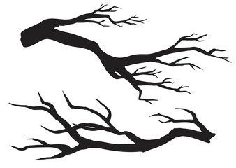 Silhouettes of bare branches. Vector illustration