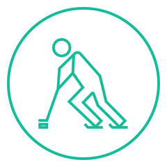 Hockey player line icon.