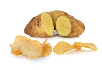 potato and Potato chips isolated on white background