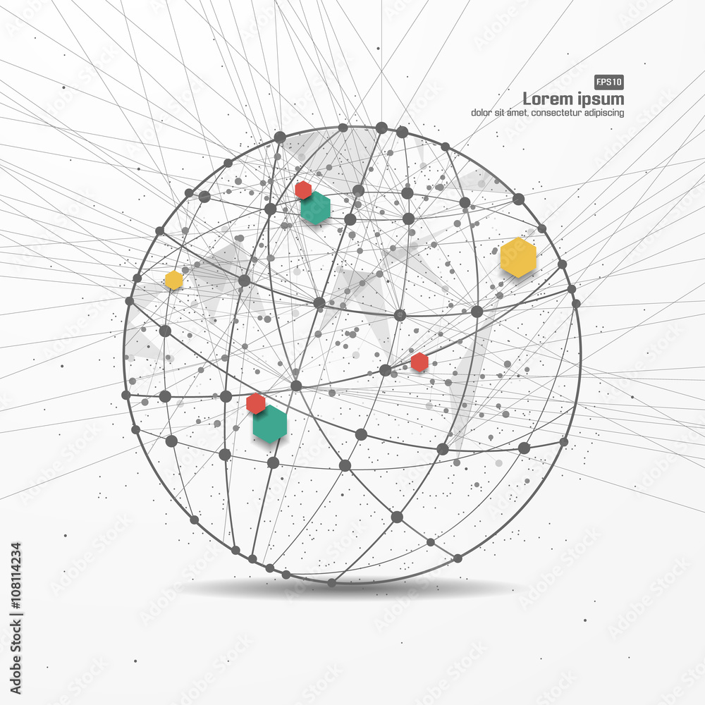 Poster point and curve constructed the sphere wireframe