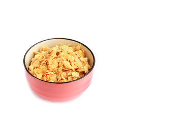 Corn flakes in bowl for healthy breakfast