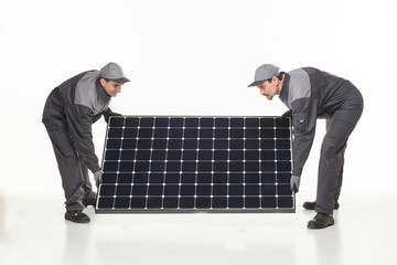 two man with solar battery