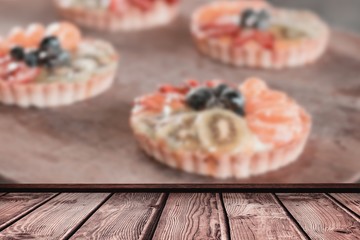 Composite image of wooden planks