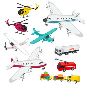 Set of airport elements, vector illustration