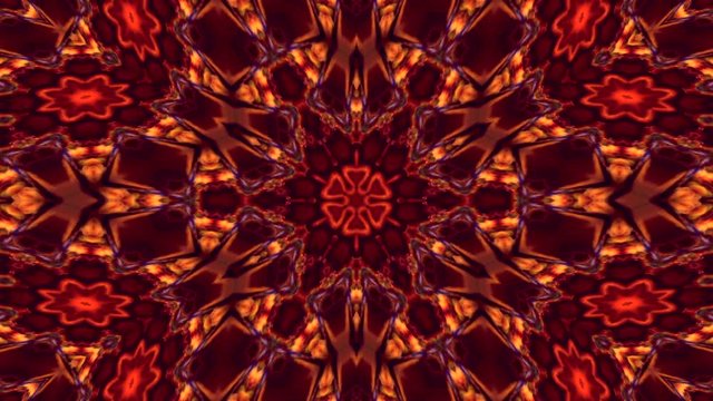 Amazing abstract kaleidoscopic detailed red, brown, purple and yellow pattern with six ultra  complex structure. Excellent round dance background in HD. Adorable hypnotic visuals for wonderful intro.
