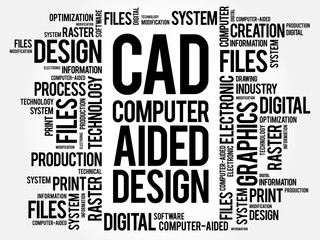 CAD - Computer Aided Design word cloud, business concept background