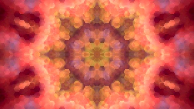 Amazing abstract kaleidoscopic multicolor faceted pattern with hexagon mosaic structure. Excellent animated flame background in stunning full HD clip. Adorable visuals for wonderful decorative intro