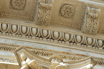 stucco, bas-relief, console, cornice, rosette, decoration, architecture