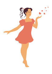 the little girl in a pink dress sends an air-kiss