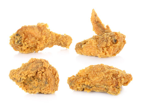 Fried chicken isolated on the white background.