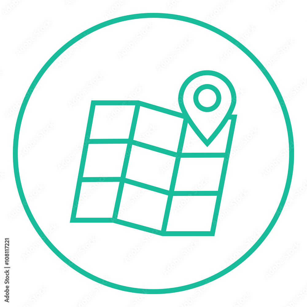 Poster map with pointer line icon.