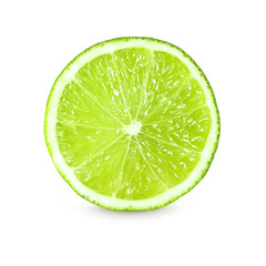 Slice of fresh lime on white background