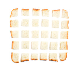 Slice of bread chopped in pieces