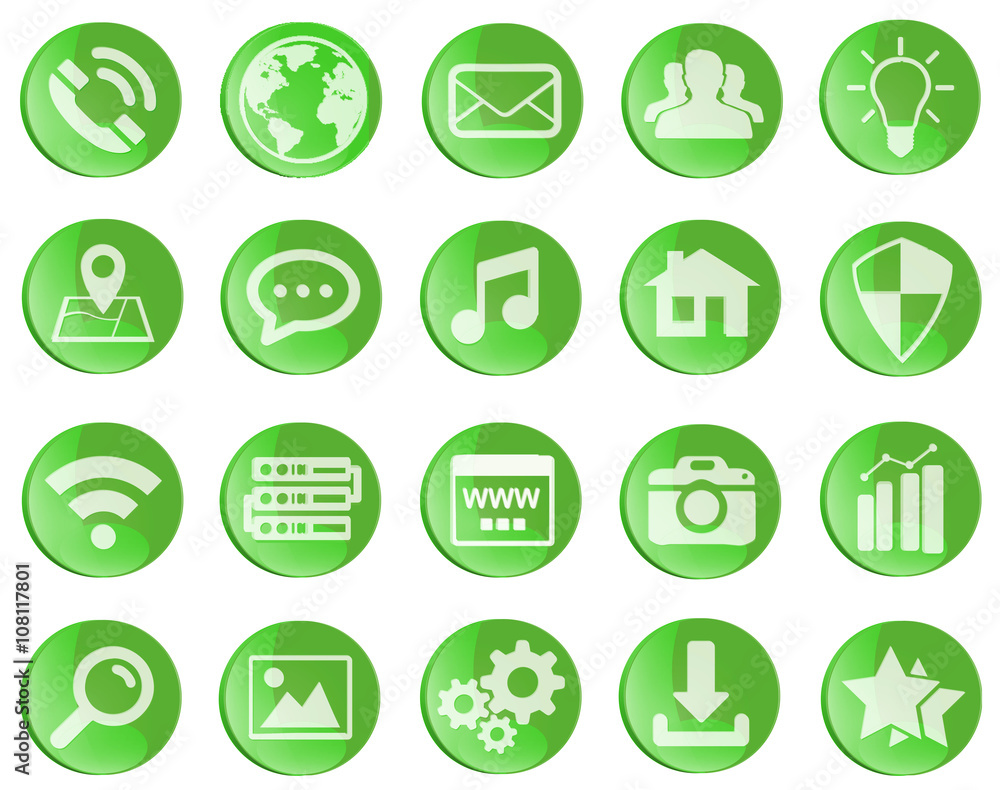 Canvas Prints green web icons set