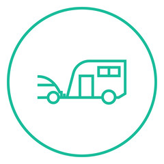 Car with caravan line icon.