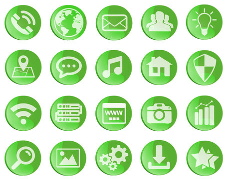 Green web icons set