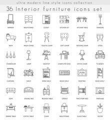 Vector Furniture ultra modern outline line icons for web and apps.