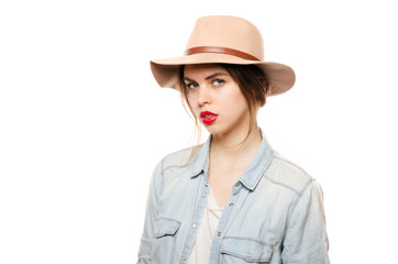 Fototapeta premium Pretty woman in hat