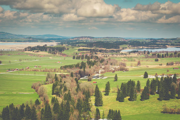 Fototapeta na wymiar View of Fussen Village and Landscape, Bavaria, Germany