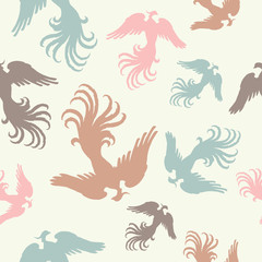 Seamless vector background with decorative birds. Cloth design, wallpaper.