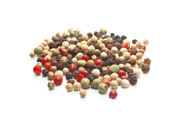 Colored peppers mix on the white background isolated