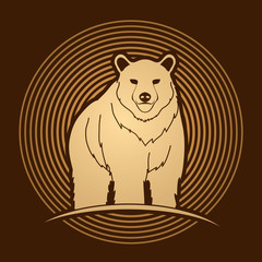 Bear Standing designed on line circle background graphic vector.