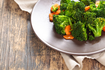 Steamed broccoli on plate.