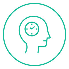 Human head with clock line icon.
