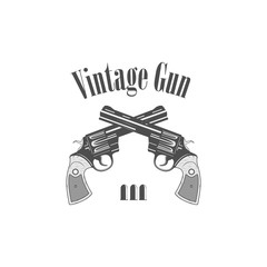 pistols revolvers in vintage style - vector illustration