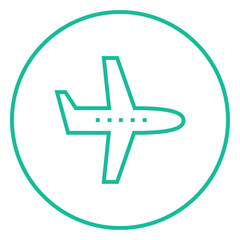 Fototapeta premium Flying airplane line icon.