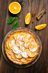 Sweet pie with orange caramelized slices