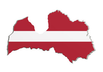 Fototapeta premium Silhouette of Latvia map with flag