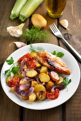 Roasted vegetables and chicken breast