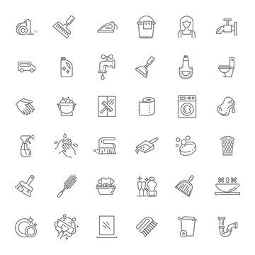 vector outline cleaning icon