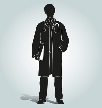 Vector Silhouette Of Doctor