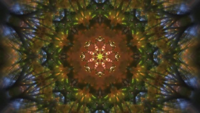 Amazing abstract kaleidoscopic multicolor pattern with eight complex structure. Excellent autumn floral detailed background in stunning full HD. Adorable waving visuals for wonderful decorative intro