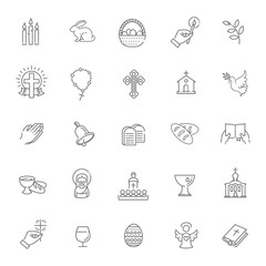Easter icons set. Christianity icon set