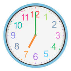 Fototapeta na wymiar Colorful clock showing seven o'clock