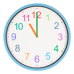 Colorful clock showing eleven o'clock