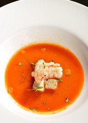Lobster tomato soup/fine dining