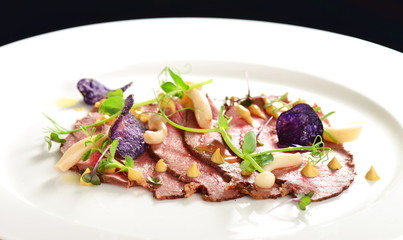 Fine dining beef carpaccio