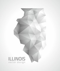 Illinois USA gray vector map