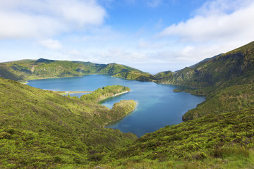 Naklejka na ściany i meble Lagoa do Fogo volcanic crater lake, Sao Miguel, Azores